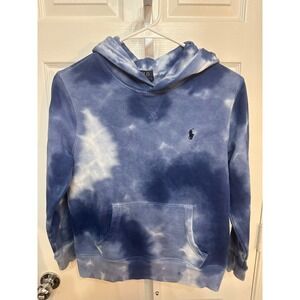 Polo Ralph Lauren Youth Pullover Fleece Sweater M 10-12 Blue Tie Dye Cloud